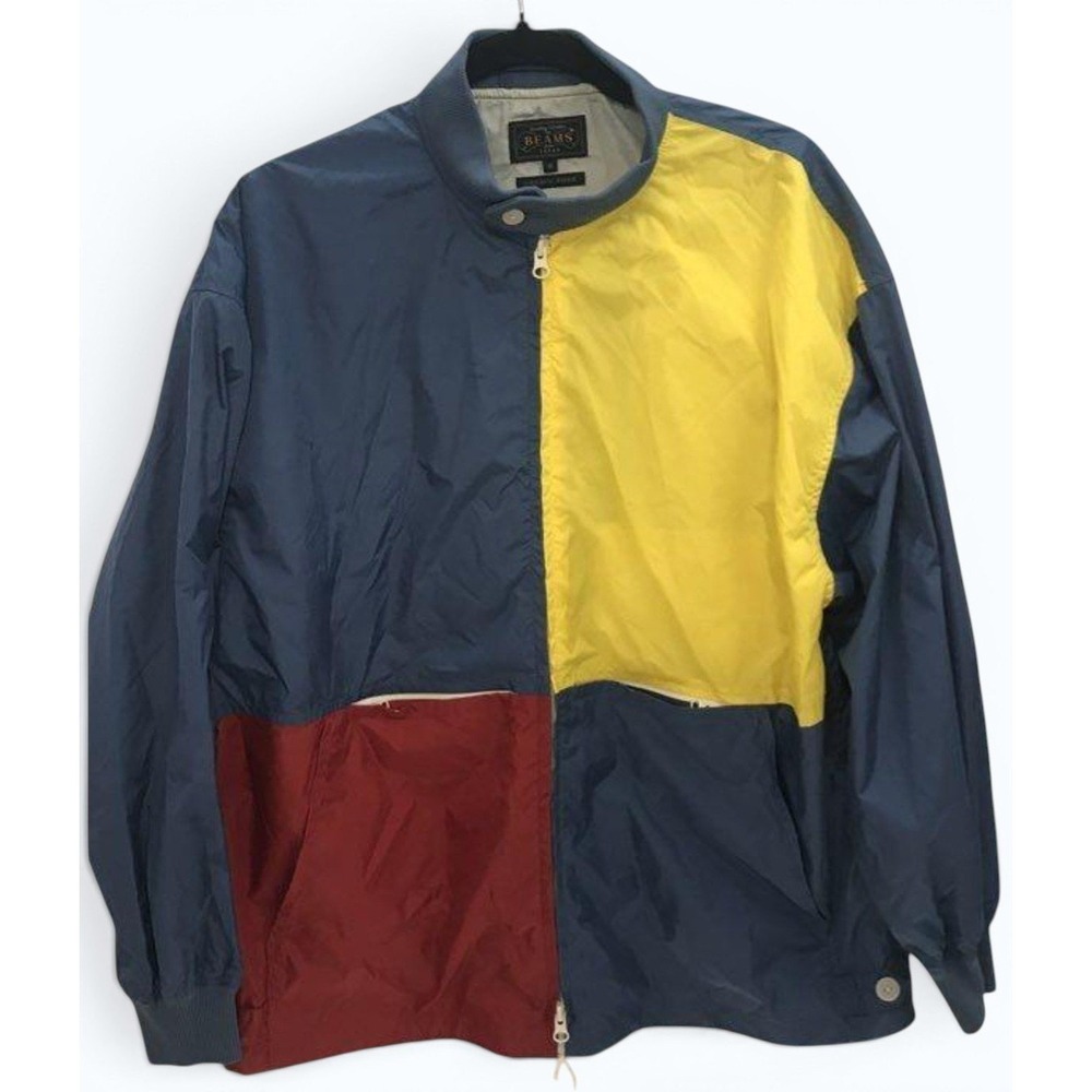 BEAMS PLUS Colorblock Nylon Taffeta Windbreaker Jacket Japan Men's M Full Zip